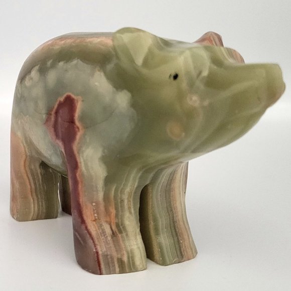 Polished Onyx Marble Bear - Unique Natural Stone Decor - Picture 1 of 5